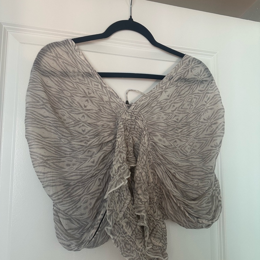 Free People Gray Patterned Blouse